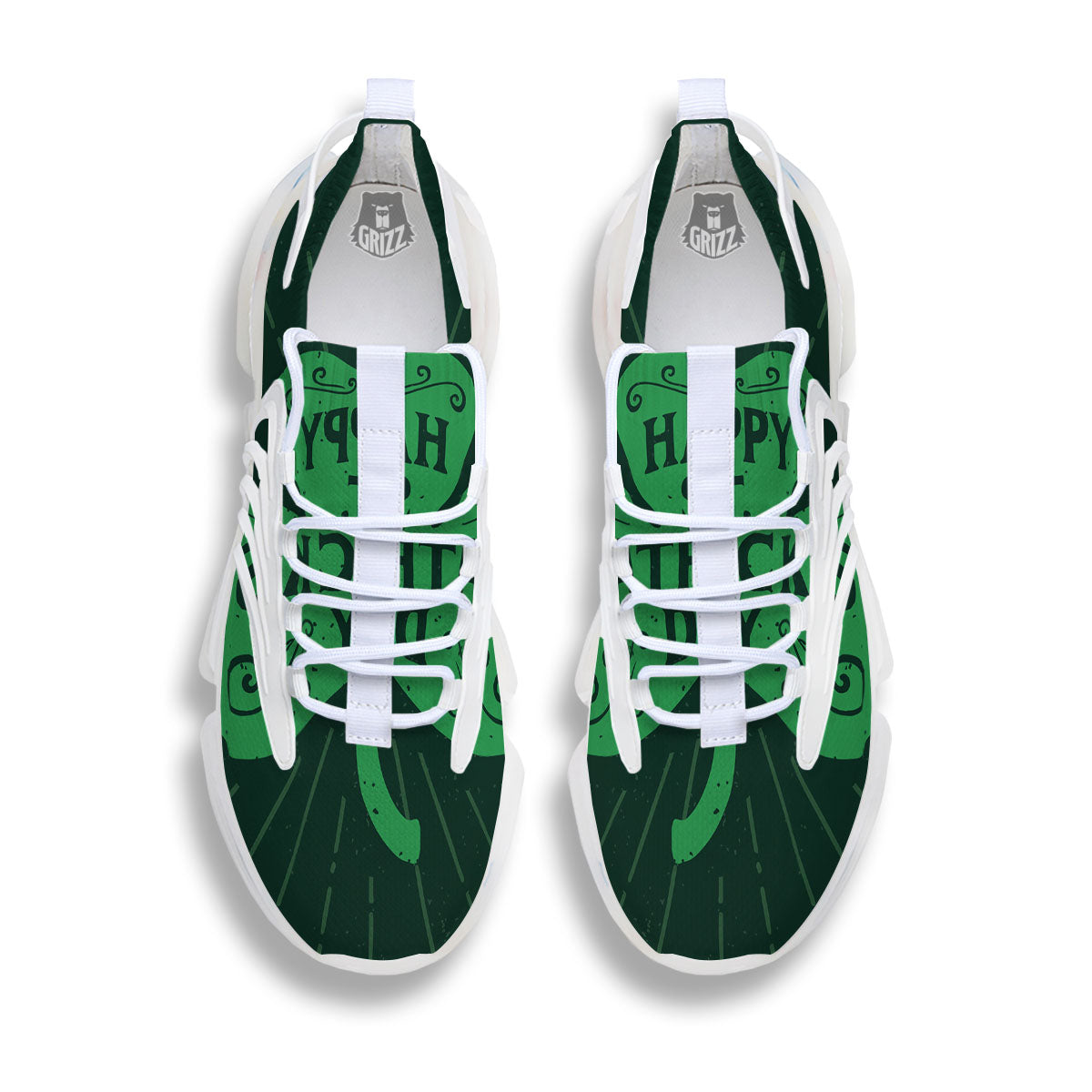 St. Patrick's Day Irish Clover Print White Gym Shoes-grizzshop