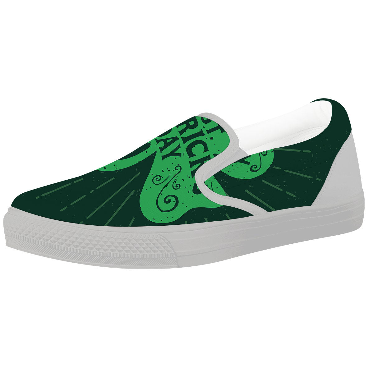 St. Patrick's Day Irish Clover Print White Slip On Shoes-grizzshop