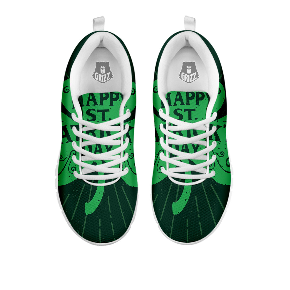 St. Patrick's Day Irish Clover Print White Sneaker-grizzshop