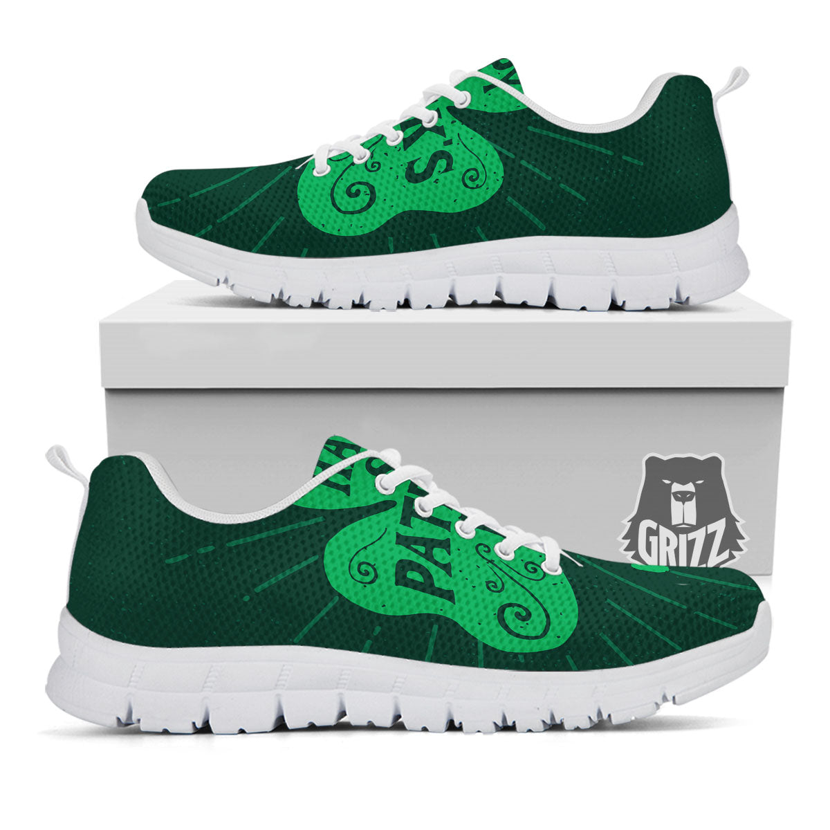 St. Patrick's Day Irish Clover Print White Sneaker-grizzshop