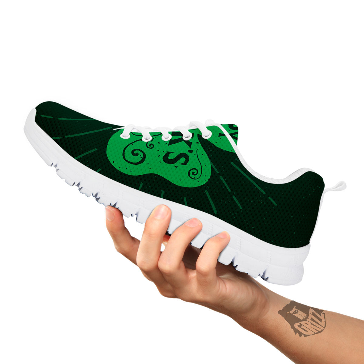 St. Patrick's Day Irish Clover Print White Sneaker-grizzshop