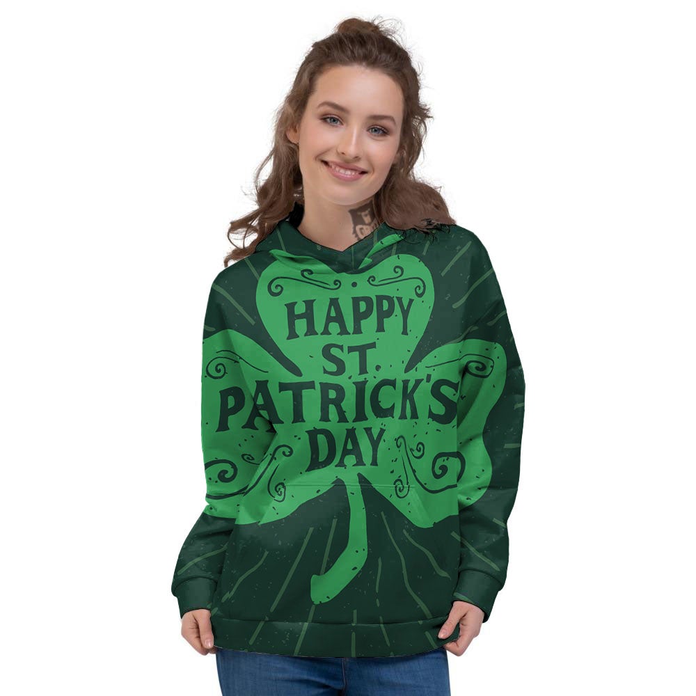 St. Patrick's Day Irish Clover Print Women's Hoodie-grizzshop