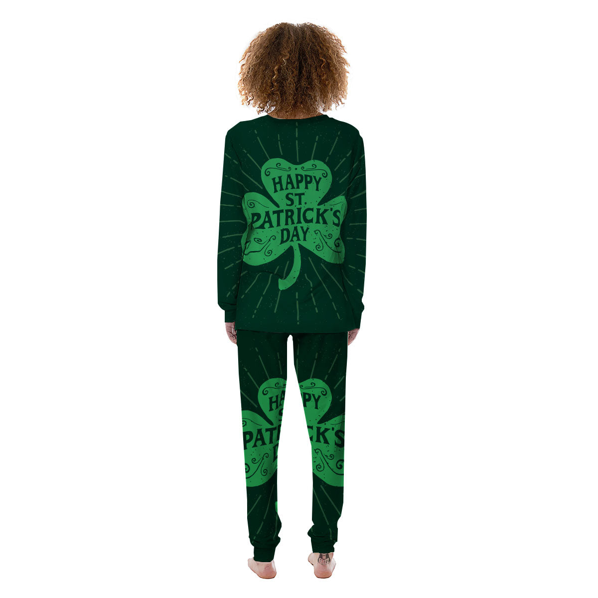 St. Patrick's Day Irish Clover Print Women's Pajamas-grizzshop