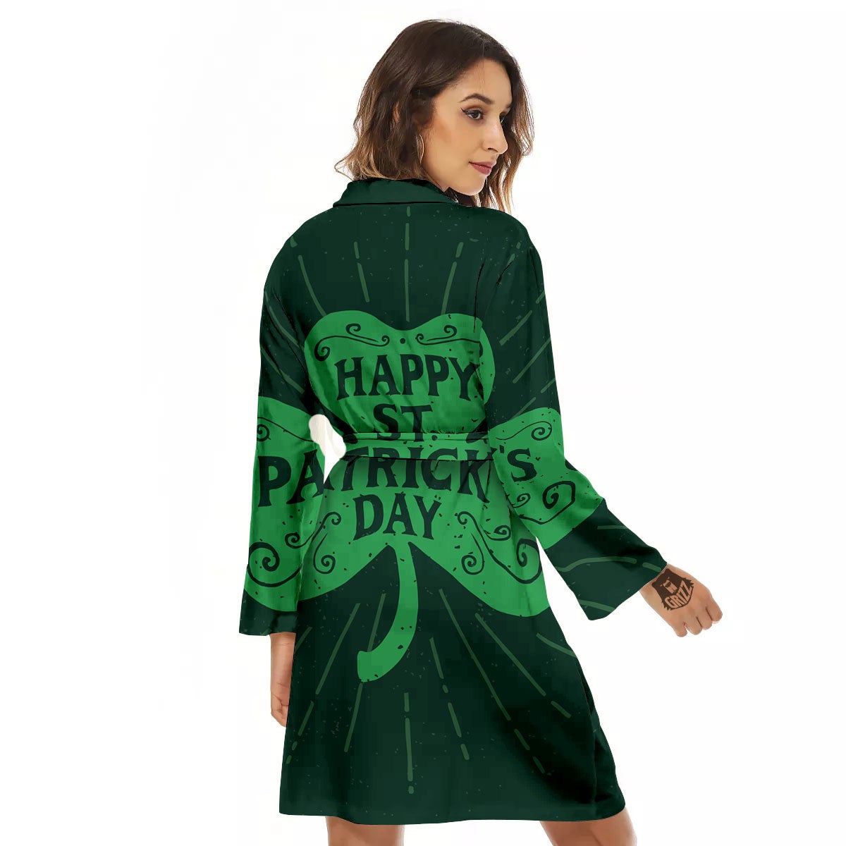 St. Patrick's Day Irish Clover Print Women's Robe-grizzshop