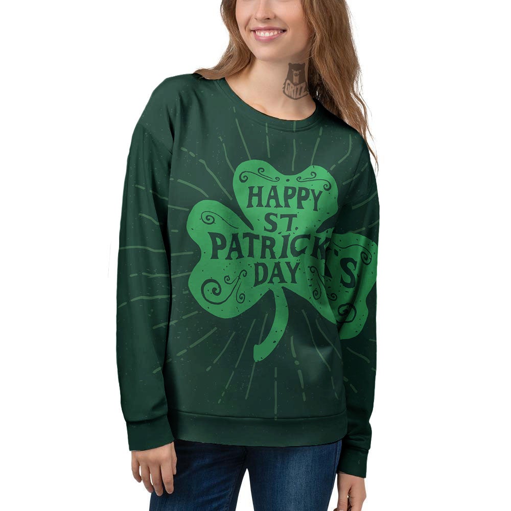 St. Patrick's Day Irish Clover Print Women's Sweatshirt-grizzshop