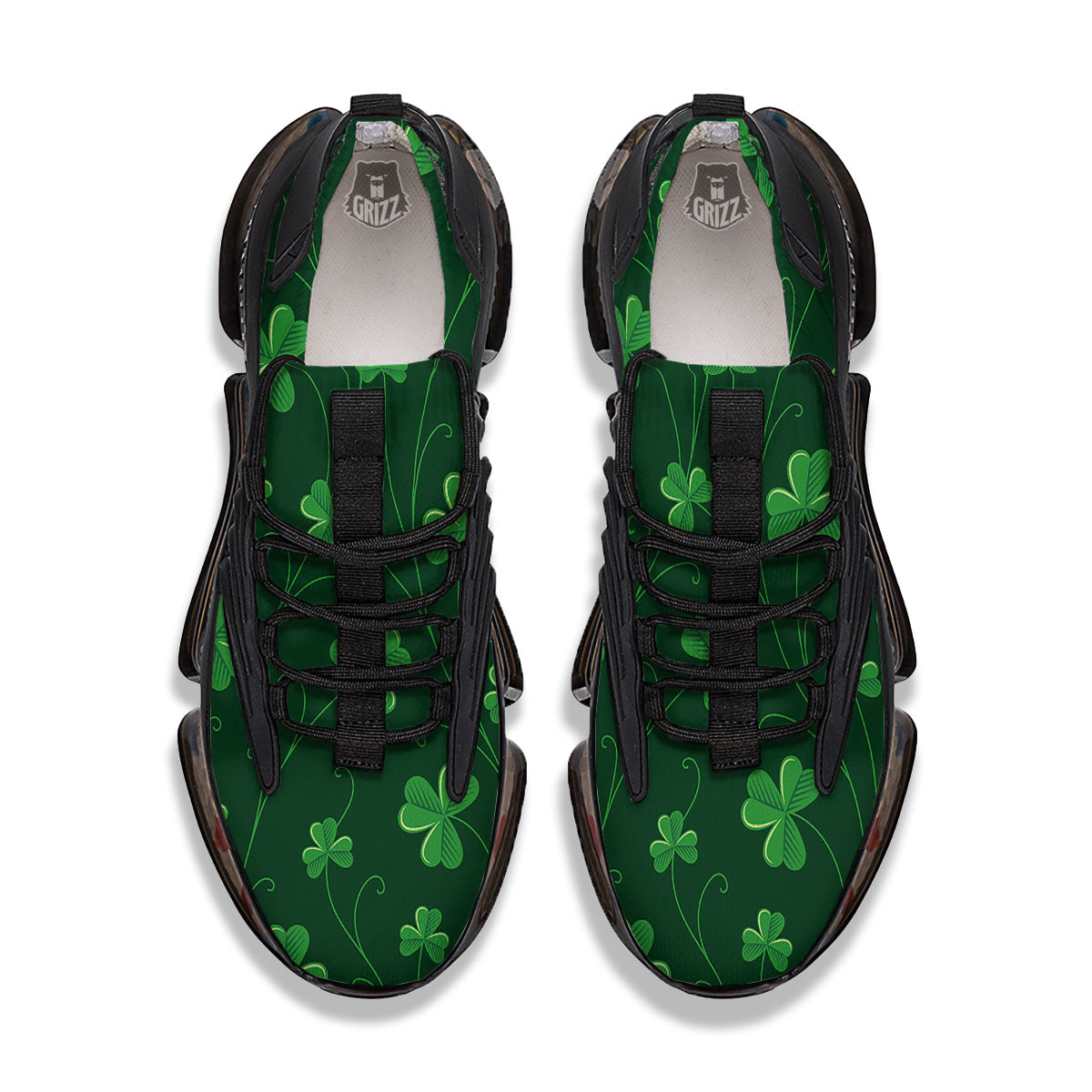 St. Patrick's Day Irish Leaf Print Black Gym Shoes-grizzshop