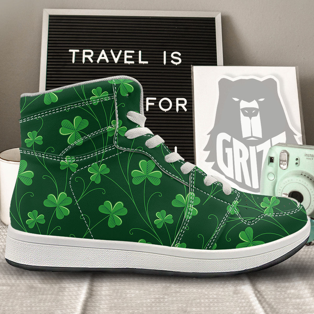 St. Patrick's Day Irish Leaf Print High Top Sneakers-grizzshop