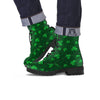 St. Patrick's Day Irish Leaf Print Leather Boots-grizzshop