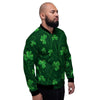 St. Patrick's Day Irish Leaf Print Men's Bomber Jacket-grizzshop