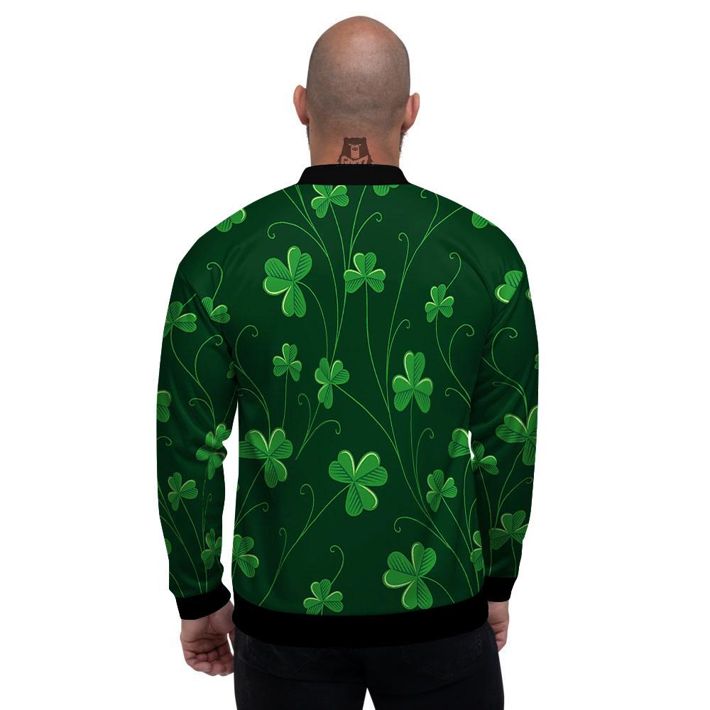 St. Patrick's Day Irish Leaf Print Men's Bomber Jacket-grizzshop