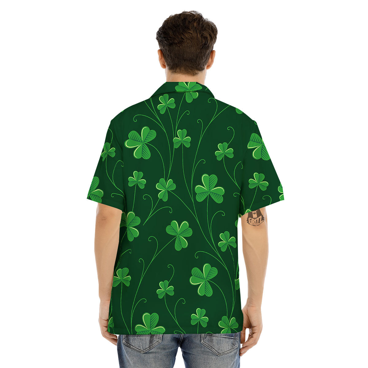 St. Patrick's Day Irish Leaf Print Men's Hawaiian Shirt-grizzshop