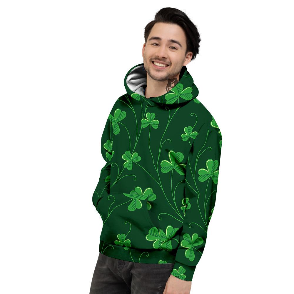 St. Patrick's Day Irish Leaf Print Men's Hoodie-grizzshop