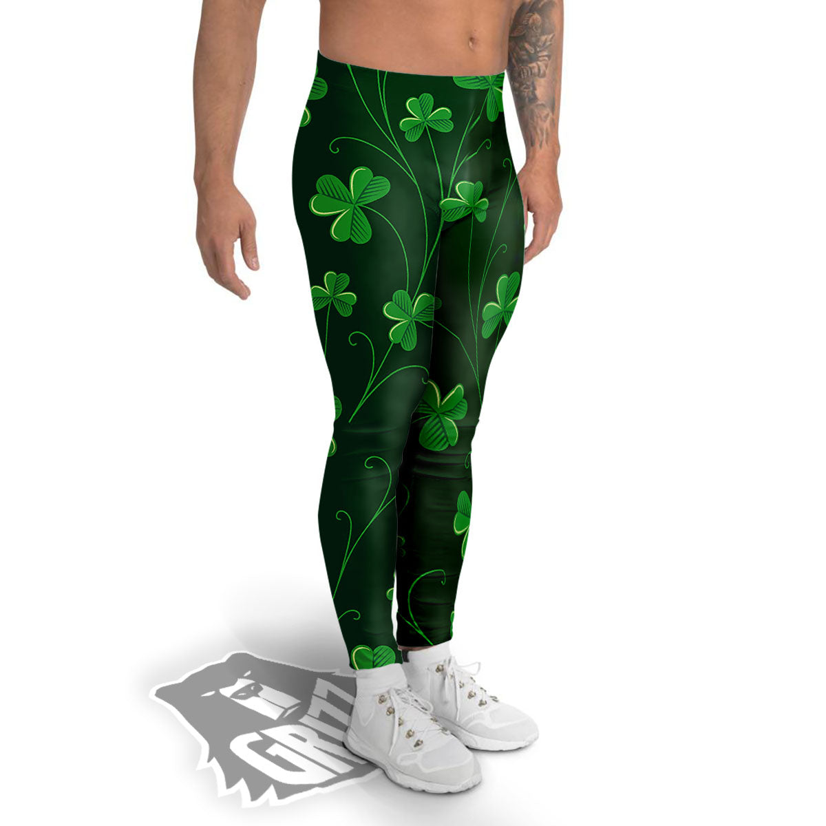 St. Patrick's Day Irish Leaf Print Men's Leggings-grizzshop