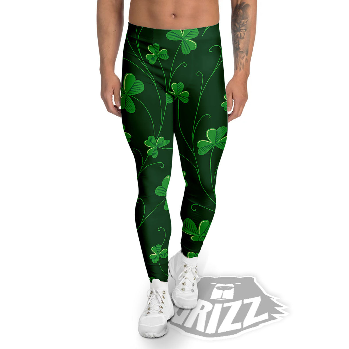 St. Patrick's Day Irish Leaf Print Men's Leggings-grizzshop