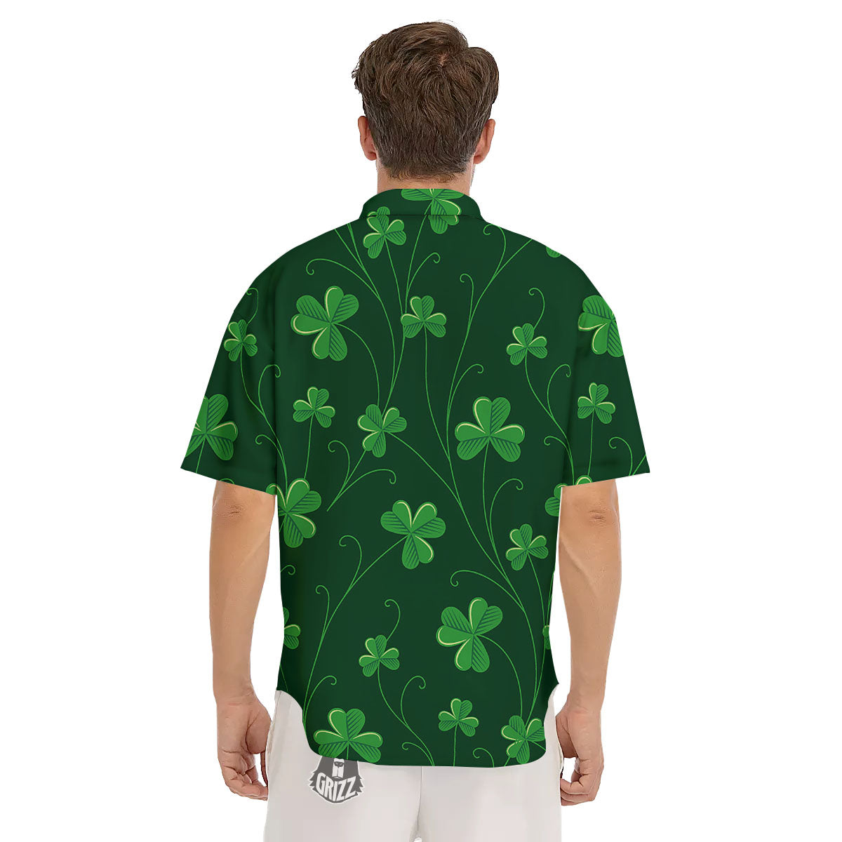 St. Patrick's Day Irish Leaf Print Men's Short Sleeve Shirts-grizzshop