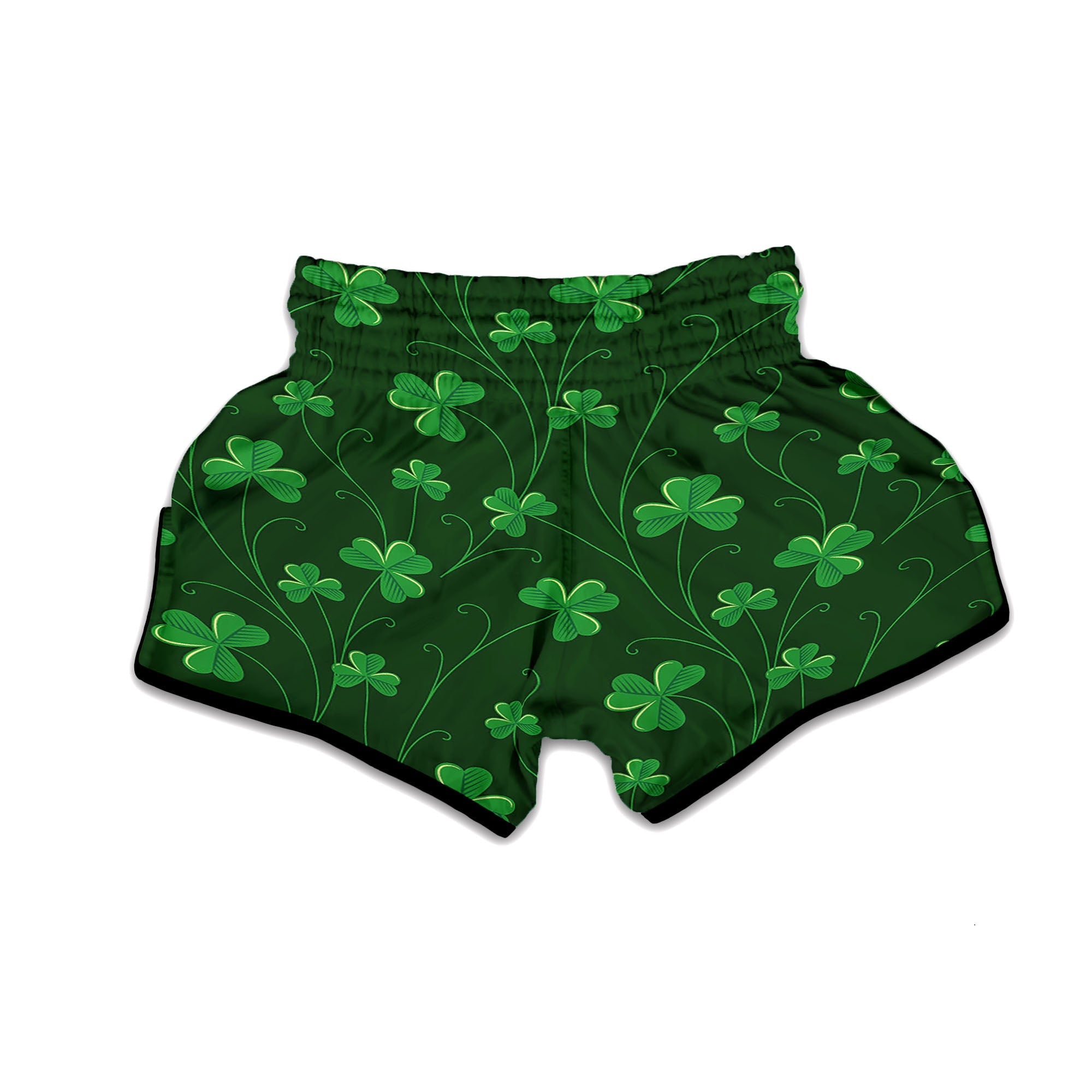 St. Patrick's Day Irish Leaf Print Muay Thai Boxing Shorts-grizzshop