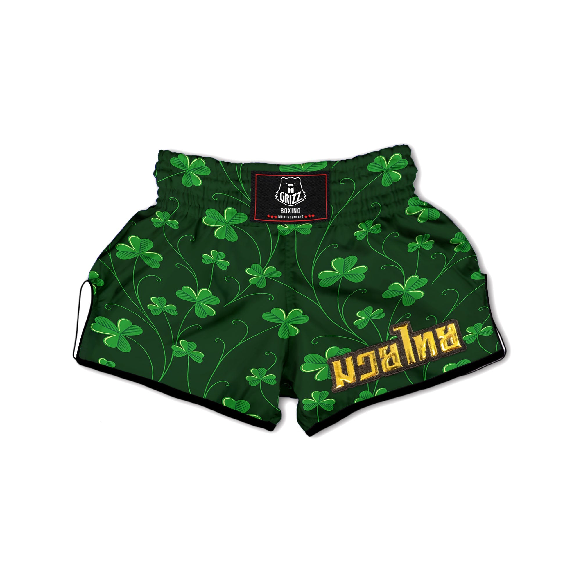 St. Patrick's Day Irish Leaf Print Muay Thai Boxing Shorts-grizzshop