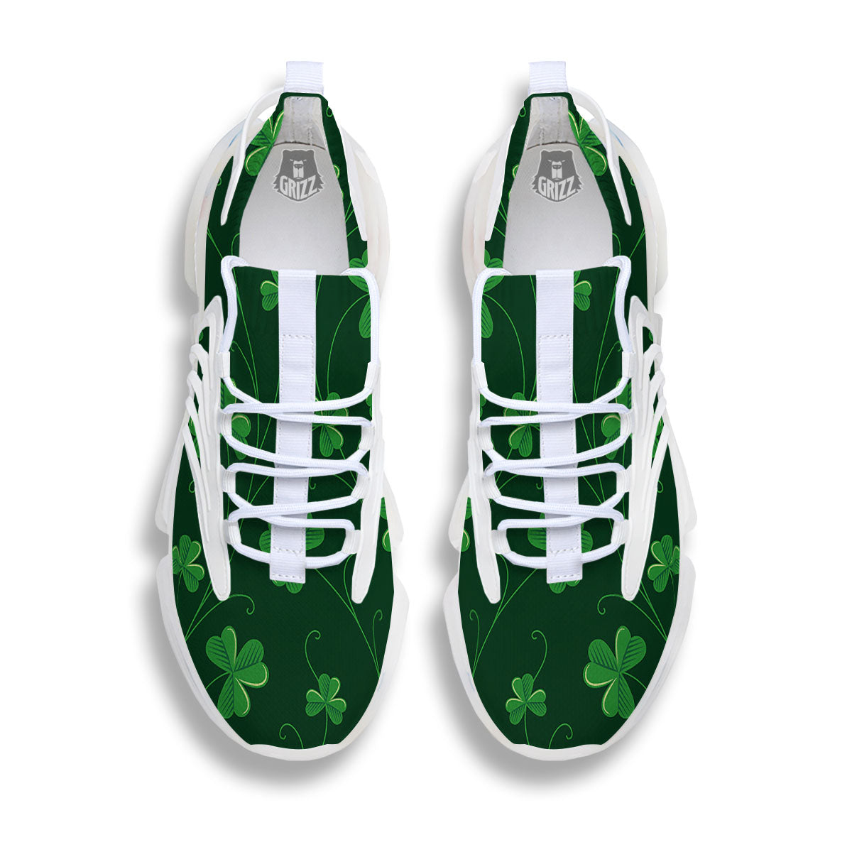 St. Patrick's Day Irish Leaf Print White Gym Shoes-grizzshop