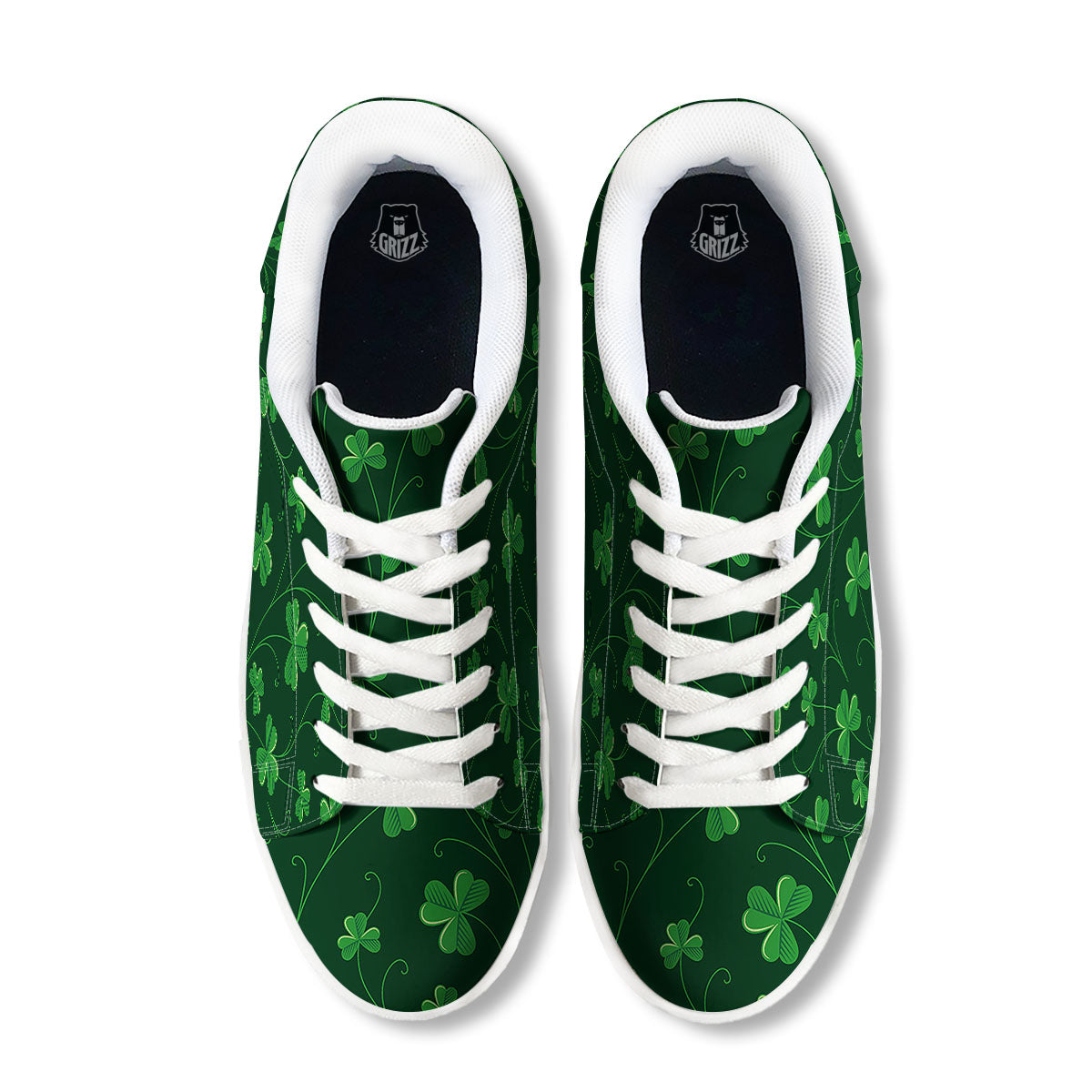 St. Patrick's Day Irish Leaf Print White Low Top Sneakers-grizzshop