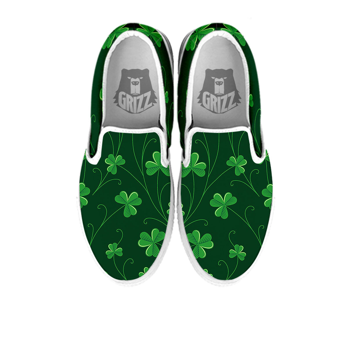 St. Patrick's Day Irish Leaf Print White Slip On Shoes-grizzshop