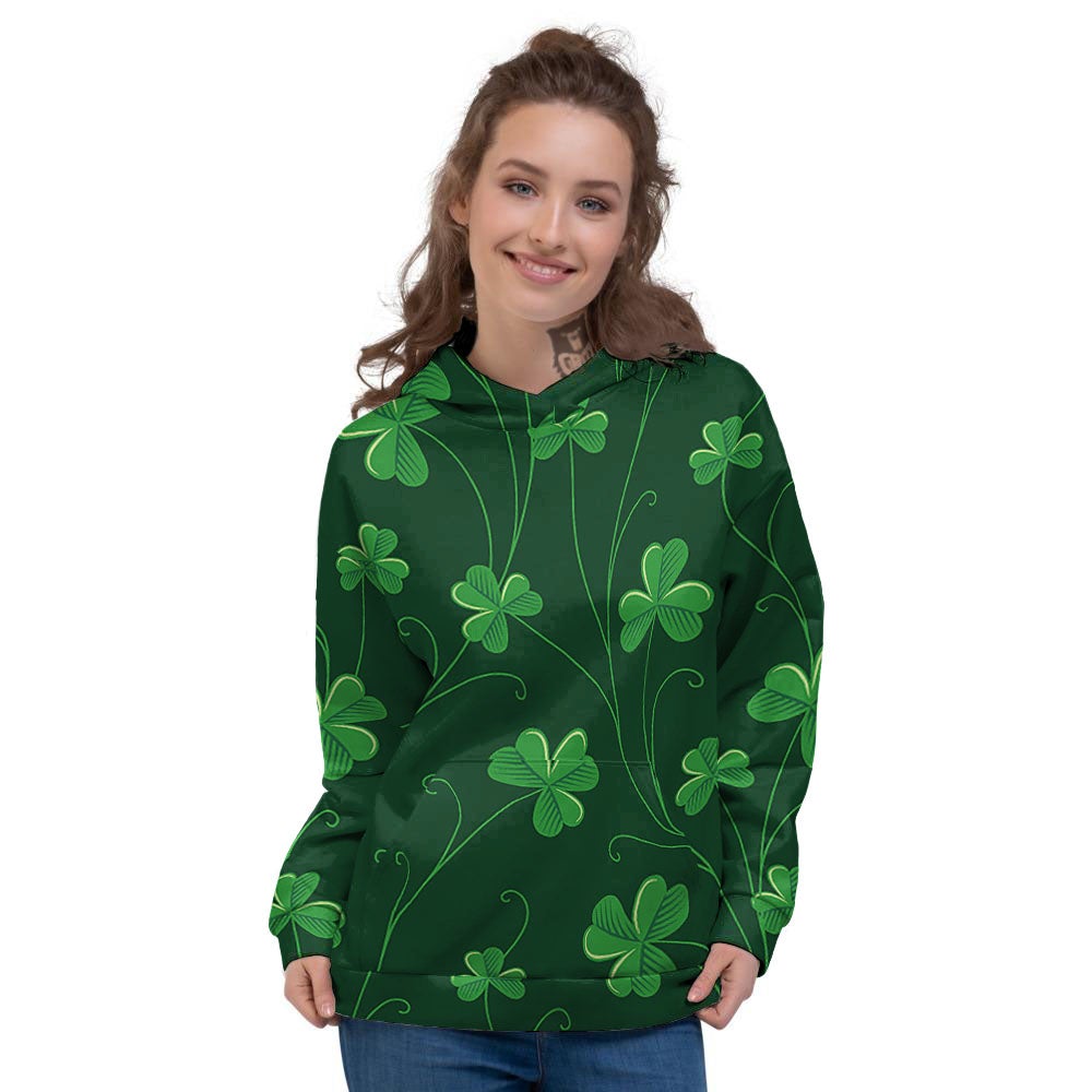 St. Patrick's Day Irish Leaf Print Women's Hoodie-grizzshop