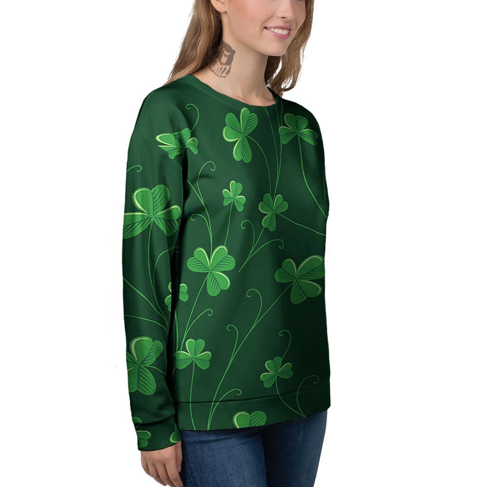 St. Patrick's Day Irish Leaf Print Women's Sweatshirt-grizzshop