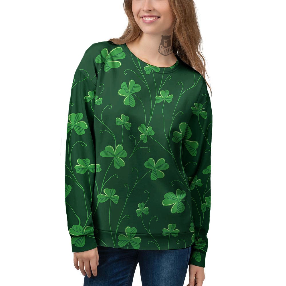 St. Patrick's Day Irish Leaf Print Women's Sweatshirt-grizzshop