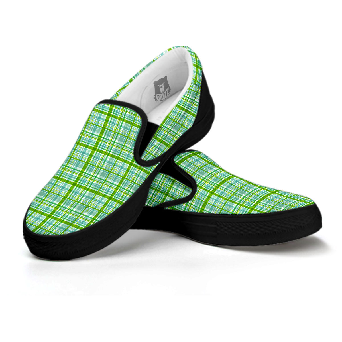 St. Patrick's Day Irish Plaid Print Black Slip On Shoes-grizzshop