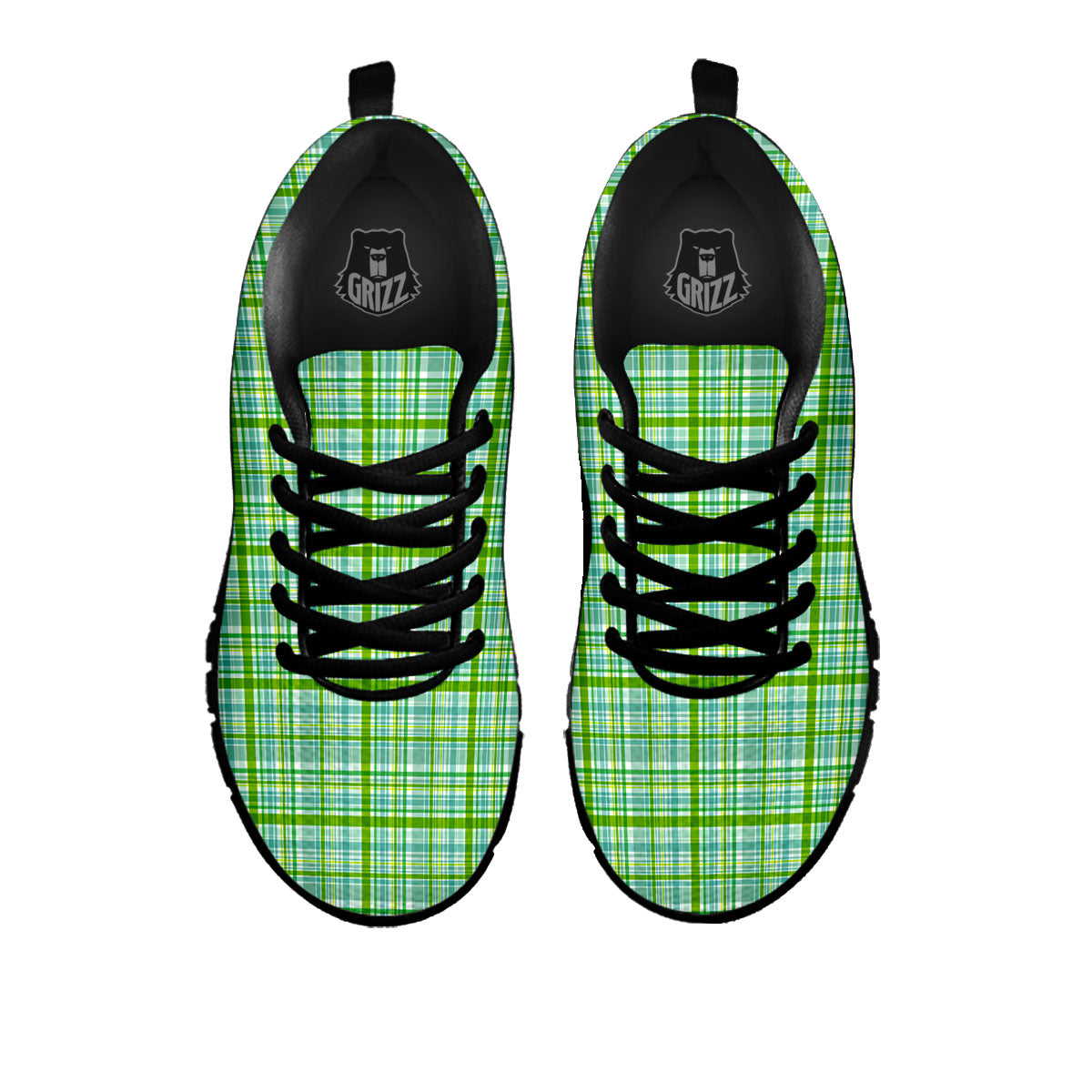 St. Patrick's Day Irish Plaid Print Black Sneaker-grizzshop