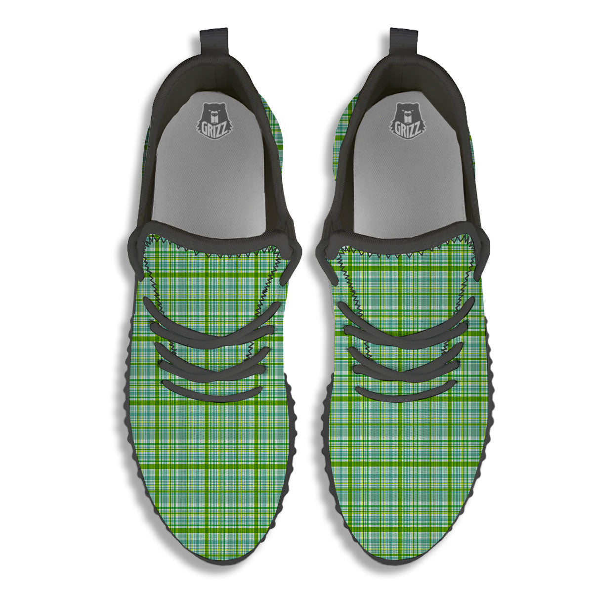 St. Patrick's Day Irish Plaid Print Black Walking Shoes-grizzshop