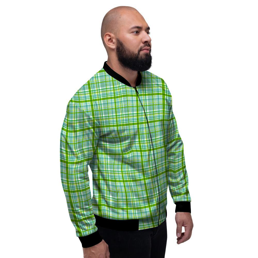 St. Patrick's Day Irish Plaid Print Men's Bomber Jacket-grizzshop