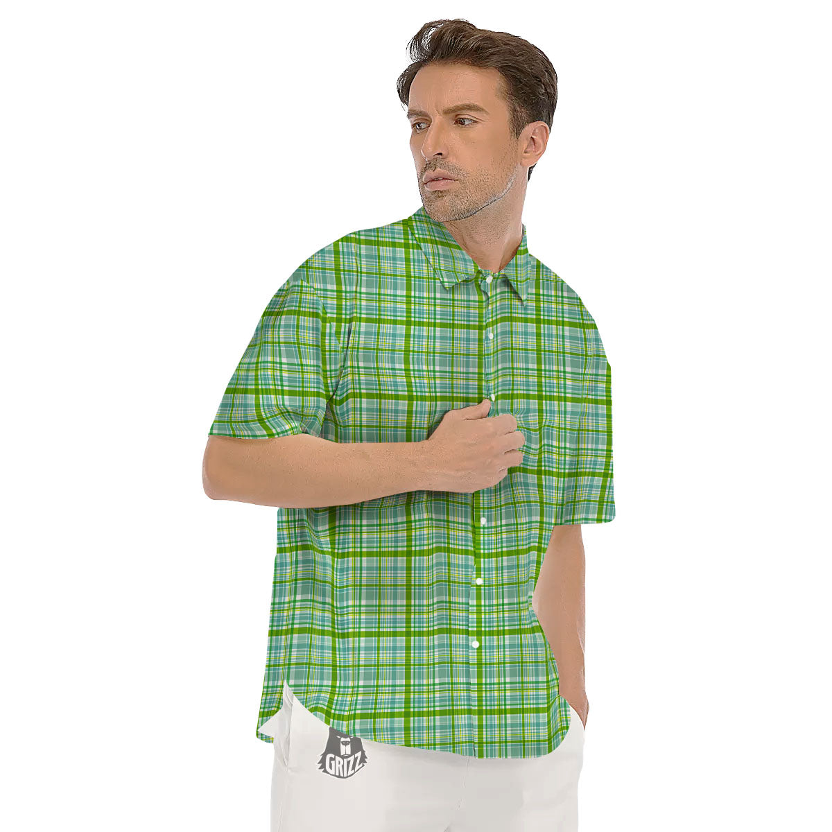 St. Patrick's Day Irish Plaid Print Men's Short Sleeve Shirts-grizzshop