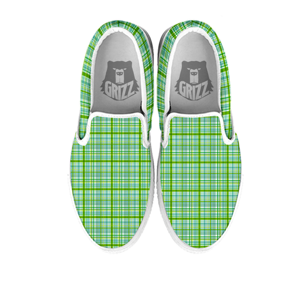 St. Patrick's Day Irish Plaid Print White Slip On Shoes-grizzshop