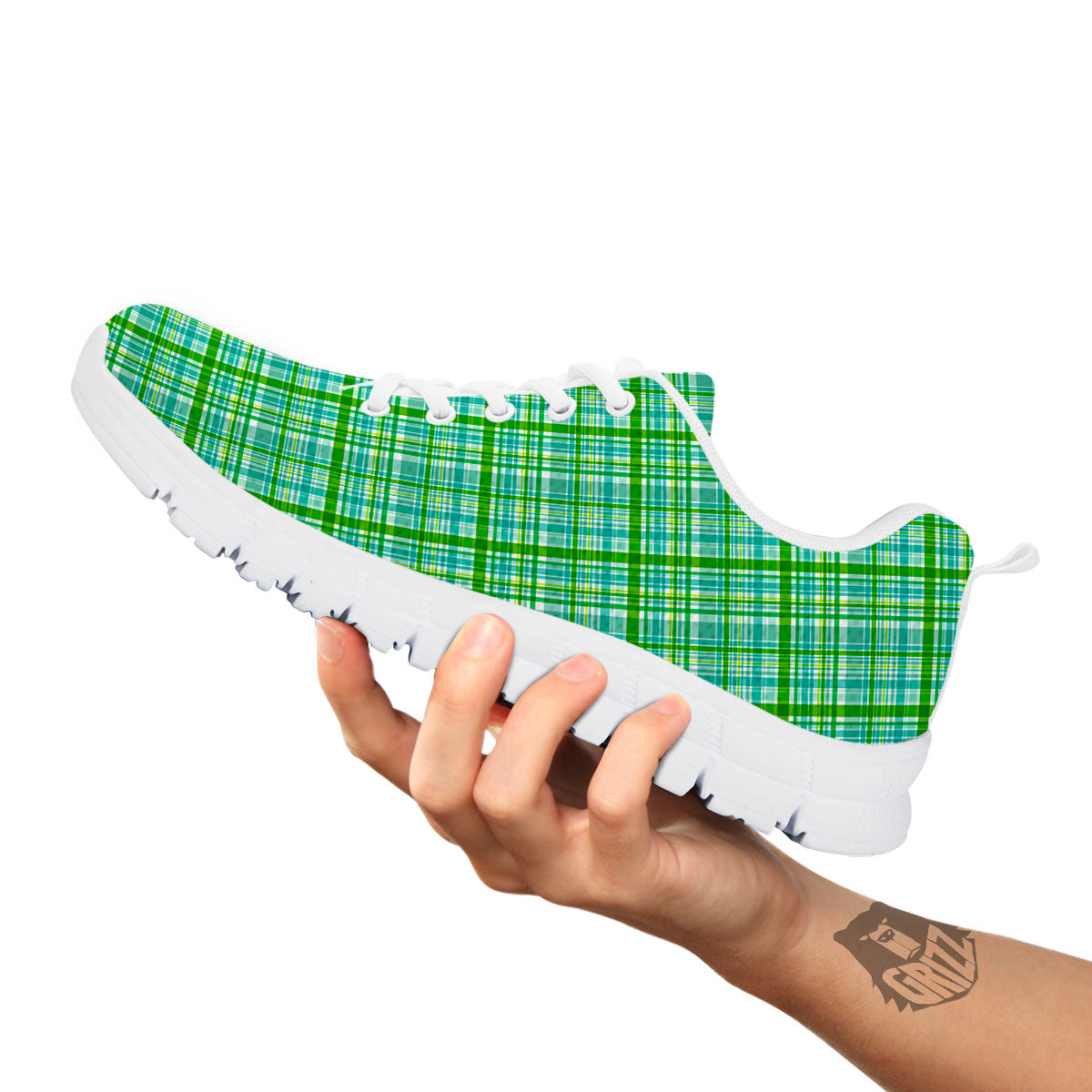 St. Patrick's Day Irish Plaid Print White Sneaker-grizzshop