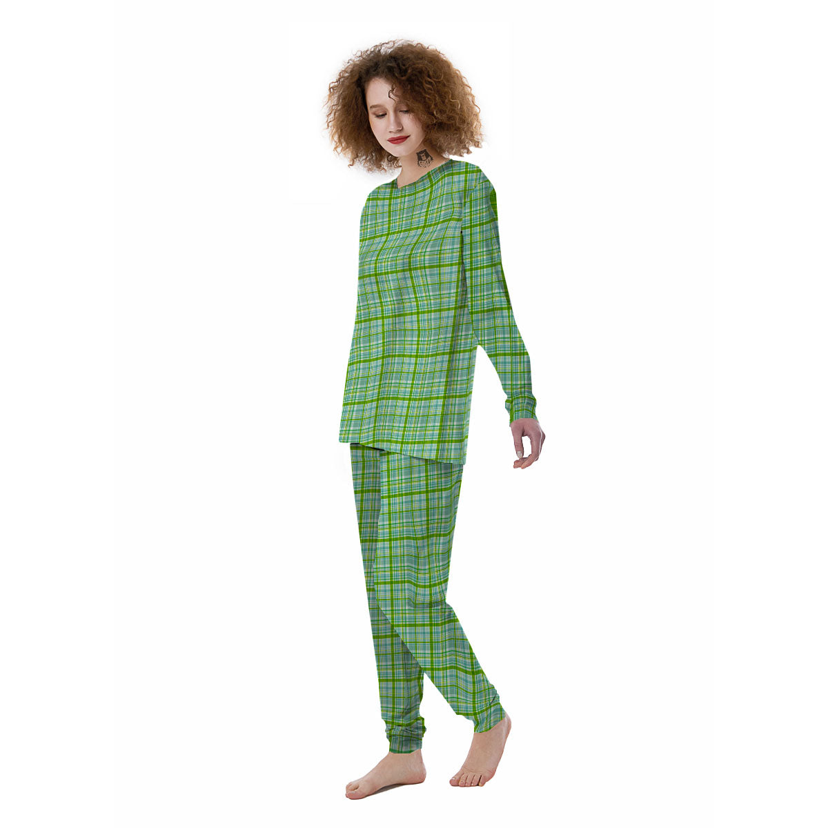 St. Patrick's Day Irish Plaid Print Women's Pajamas-grizzshop