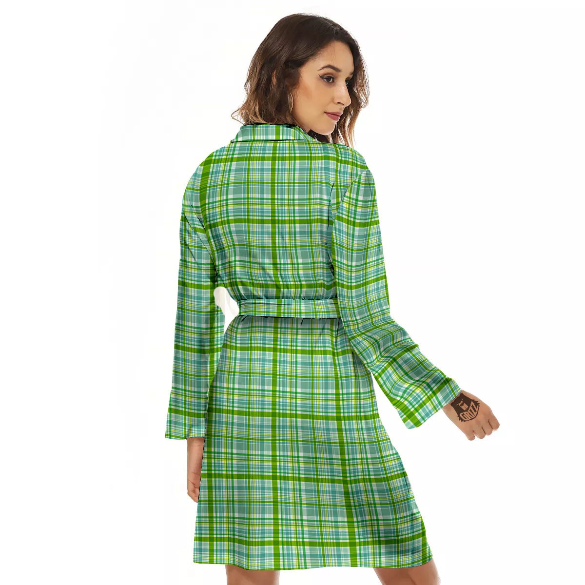 St. Patrick's Day Irish Plaid Print Women's Robe-grizzshop