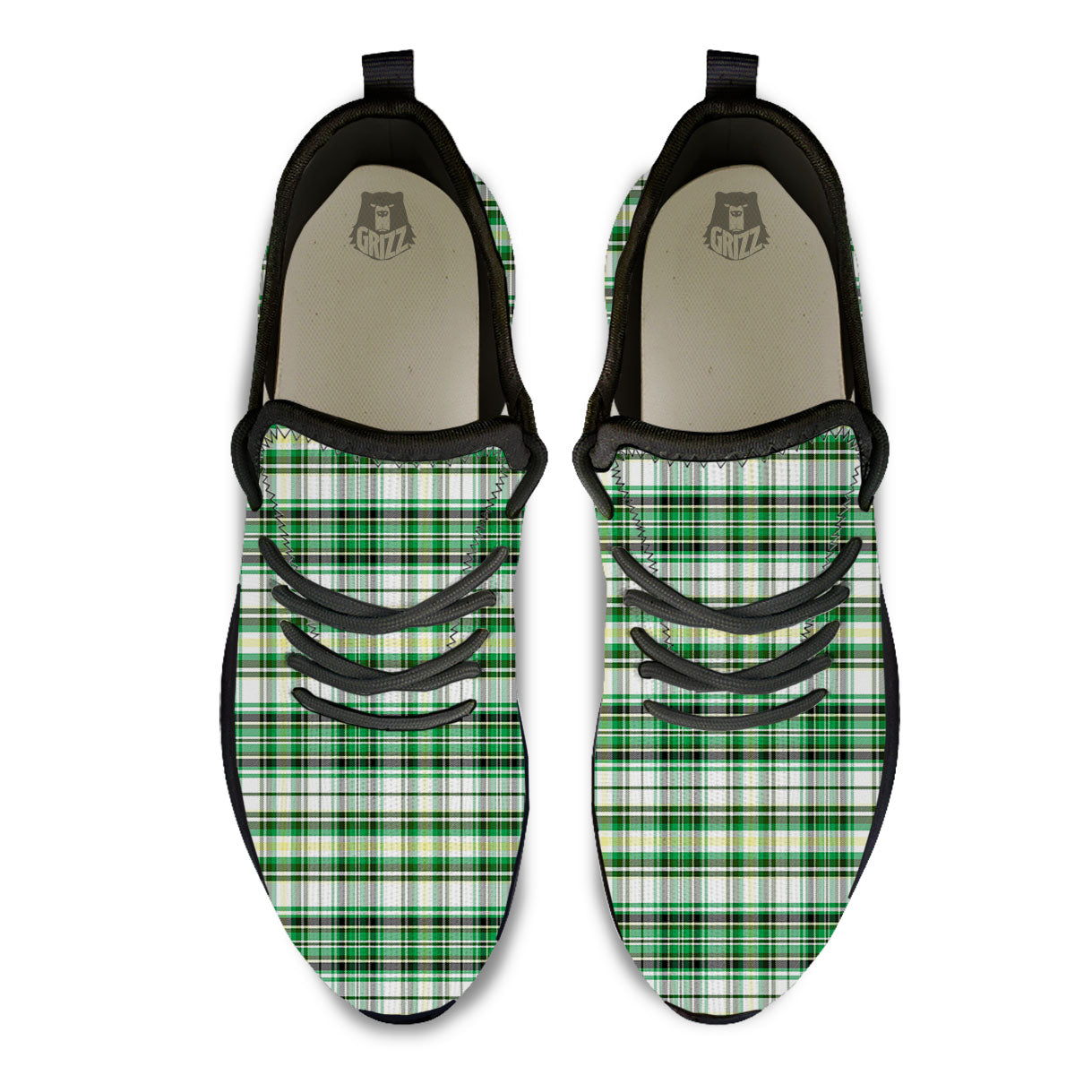 St. Patrick's Day Irish Tartan Print Black Athletic Shoes-grizzshop