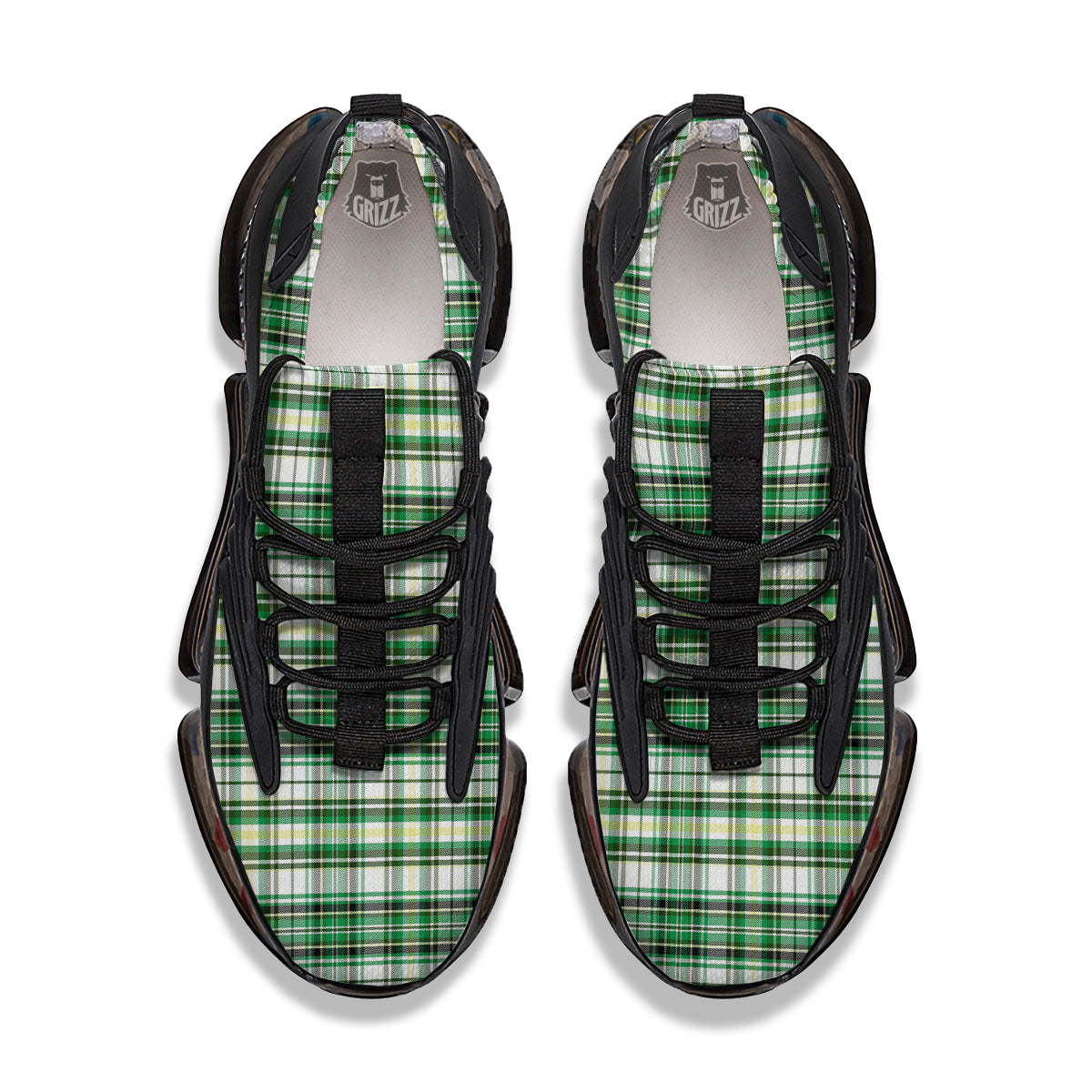 St. Patrick's Day Irish Tartan Print Black Gym Shoes-grizzshop