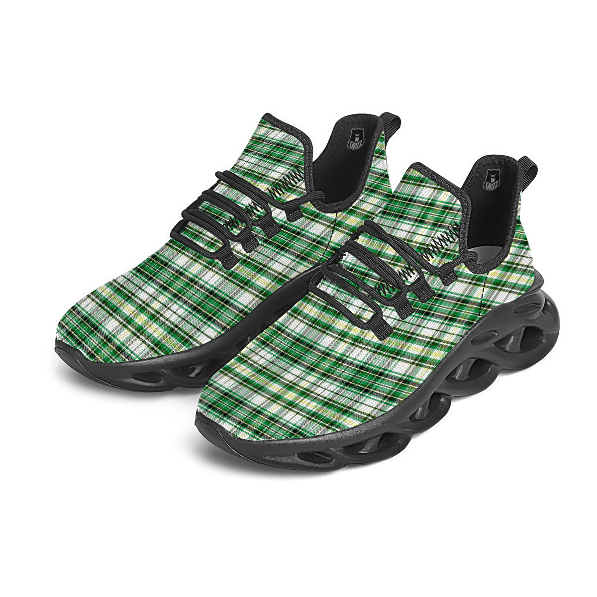 St. Patrick's Day Irish Tartan Print Black Running Shoes-grizzshop