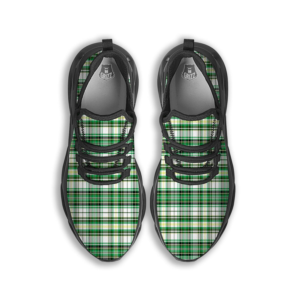 St. Patrick's Day Irish Tartan Print Black Running Shoes-grizzshop