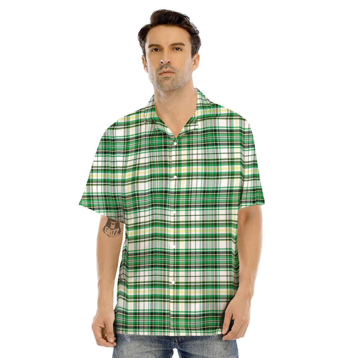 St. Patrick's Day Irish Tartan Print Men's Hawaiian Shirt-grizzshop