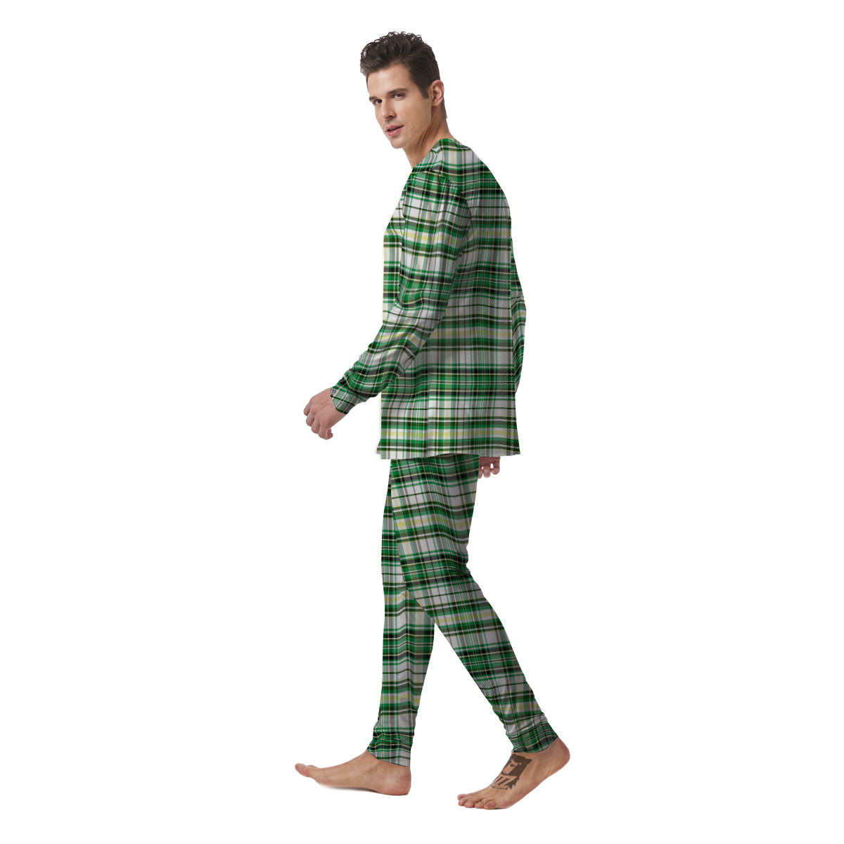 St. Patrick's Day Irish Tartan Print Men's Pajamas-grizzshop