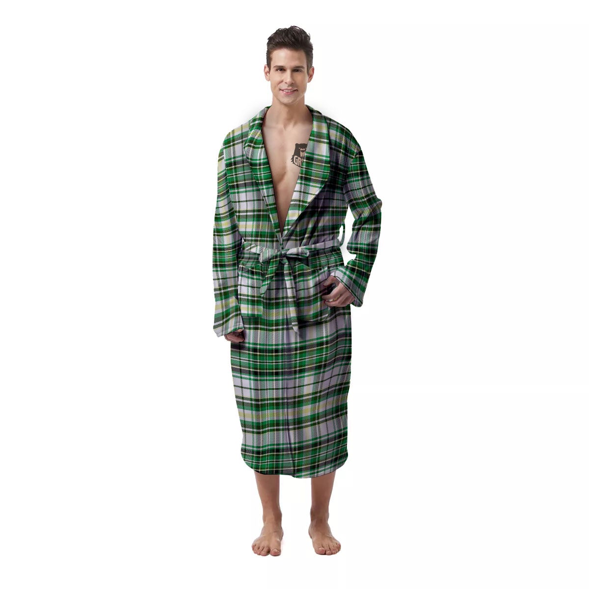 St. Patrick's Day Irish Tartan Print Men's Robe-grizzshop