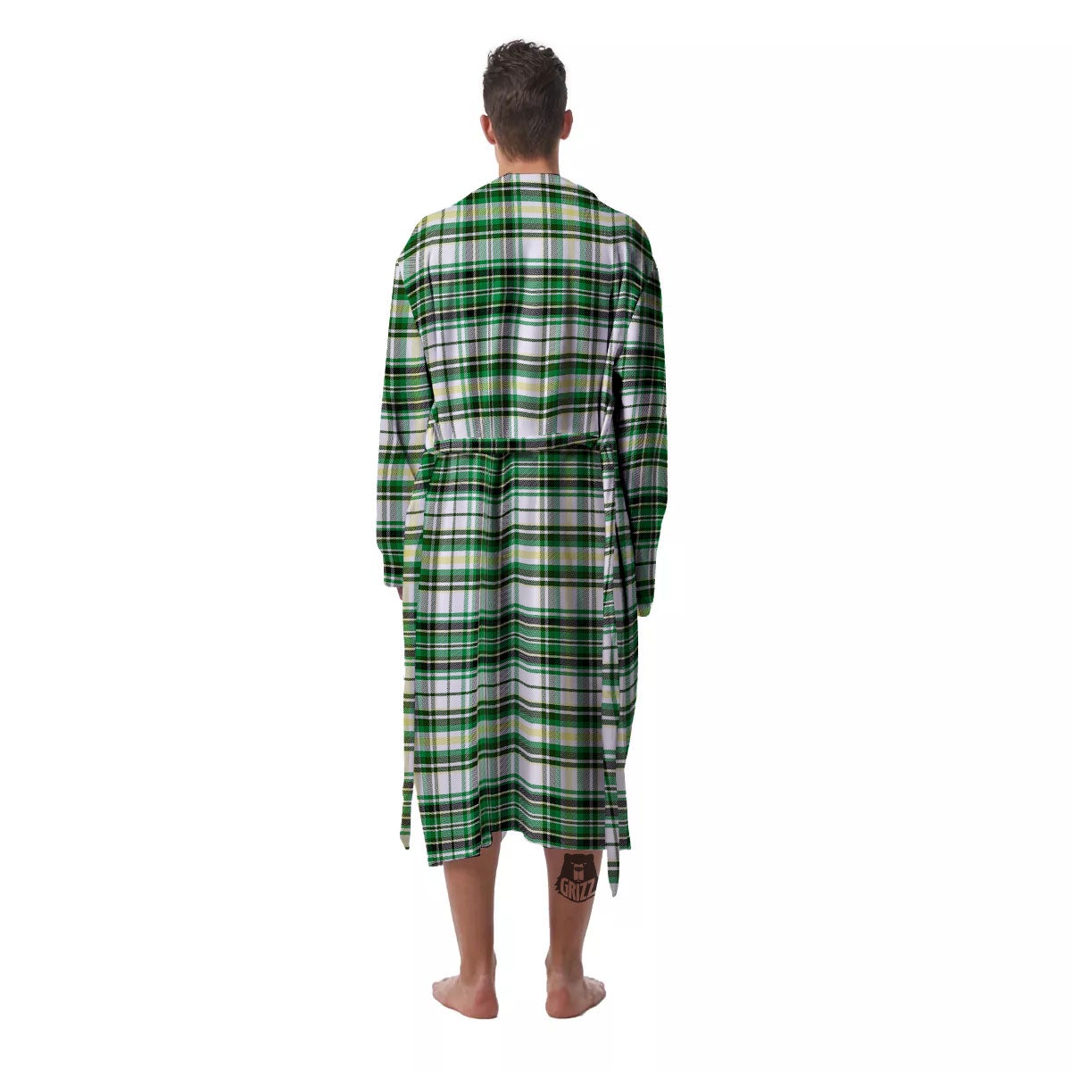 St. Patrick's Day Irish Tartan Print Men's Robe-grizzshop