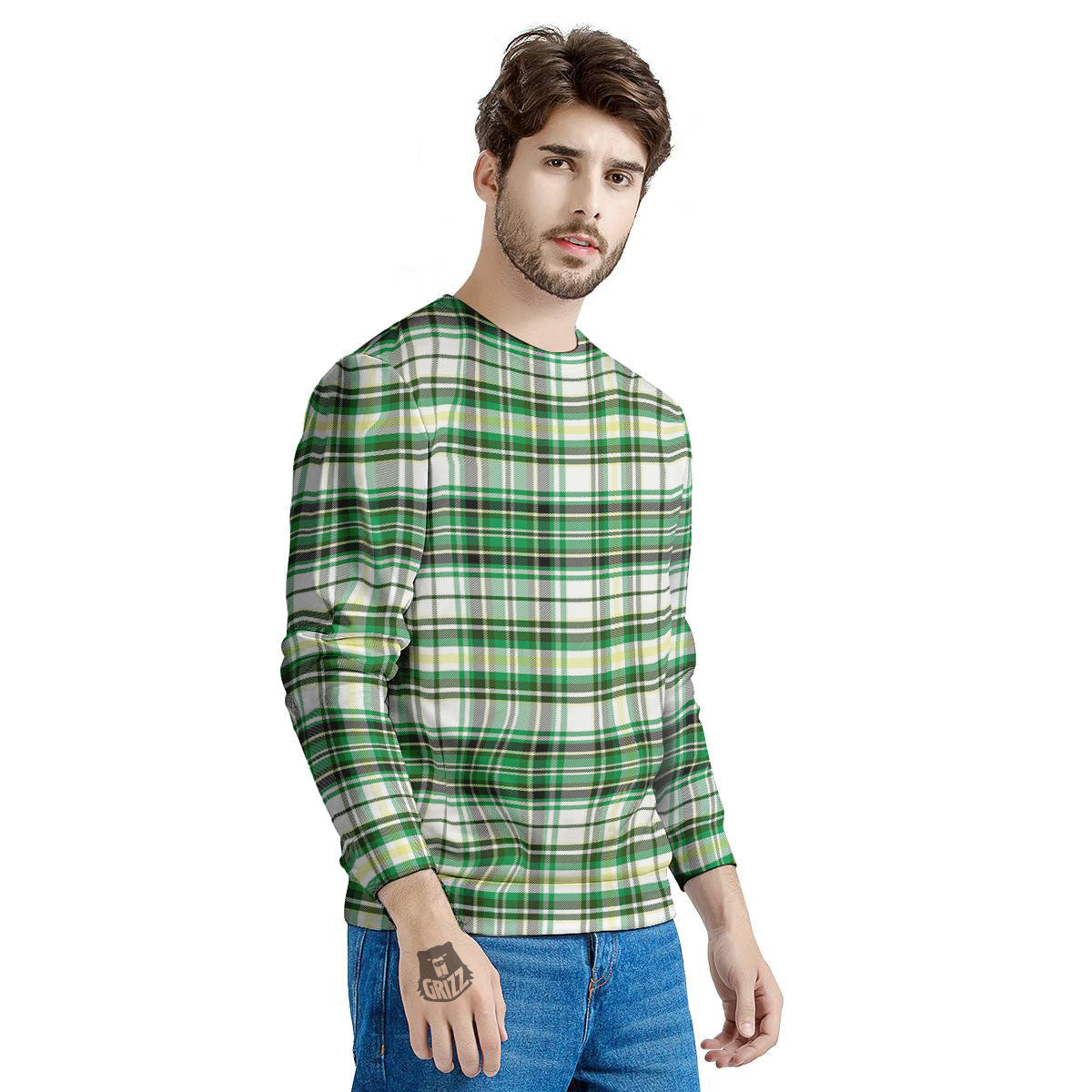 St. Patrick's Day Irish Tartan Print Men's Sweatshirt-grizzshop