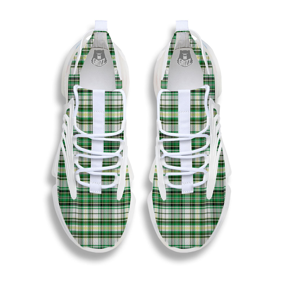 St. Patrick's Day Irish Tartan Print White Gym Shoes-grizzshop