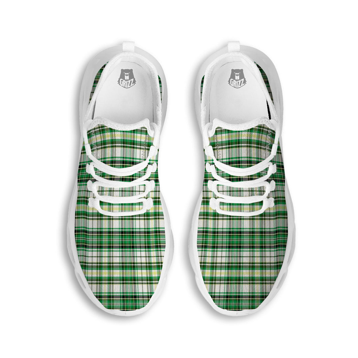 St. Patrick's Day Irish Tartan Print White Running Shoes-grizzshop