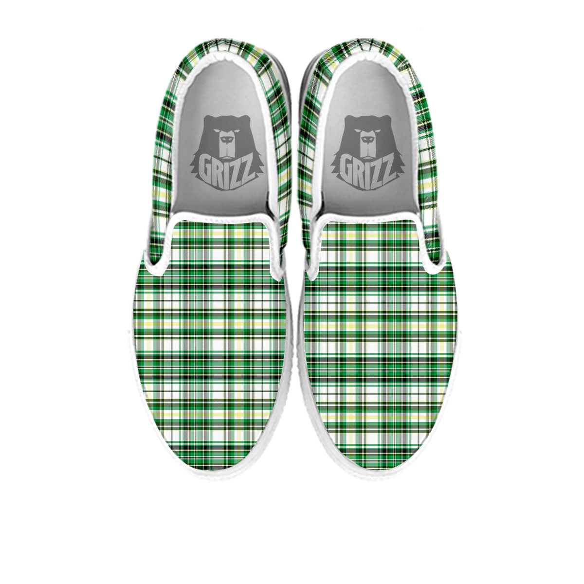 St. Patrick's Day Irish Tartan Print White Slip On Shoes-grizzshop