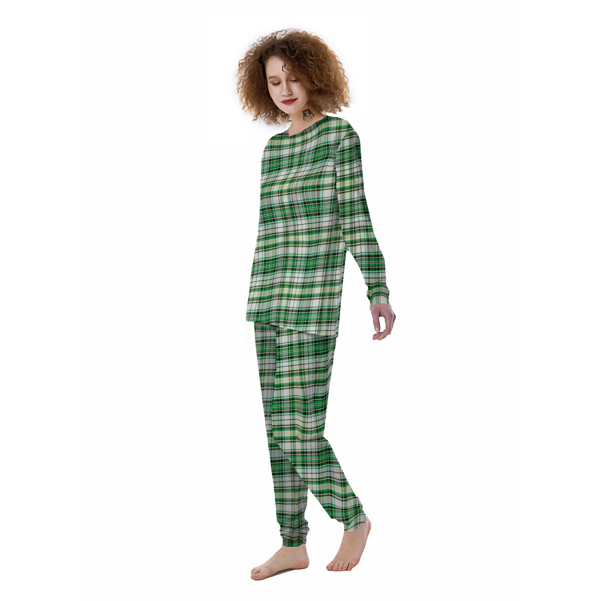 St. Patrick's Day Irish Tartan Print Women's Pajamas-grizzshop