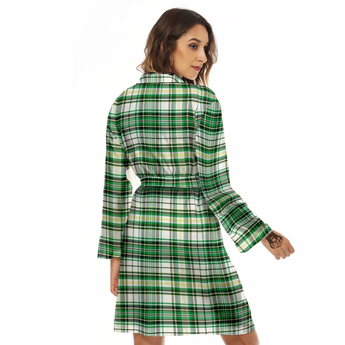 St. Patrick's Day Irish Tartan Print Women's Robe-grizzshop